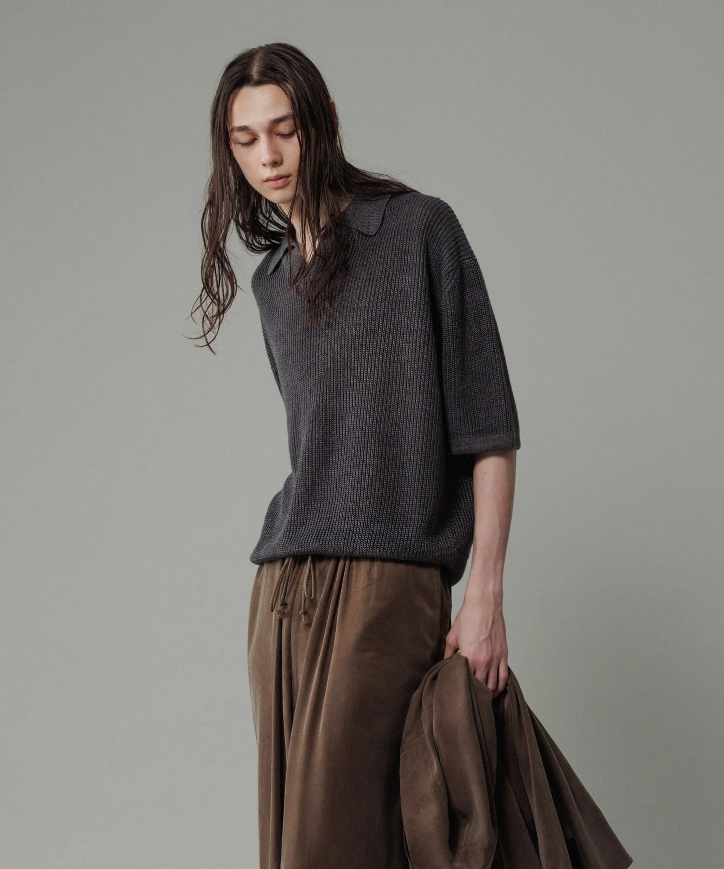 BATONER for ADAM ET ROPE' / FADE COLOR LINEN HALF SLEEVE SKIPPER