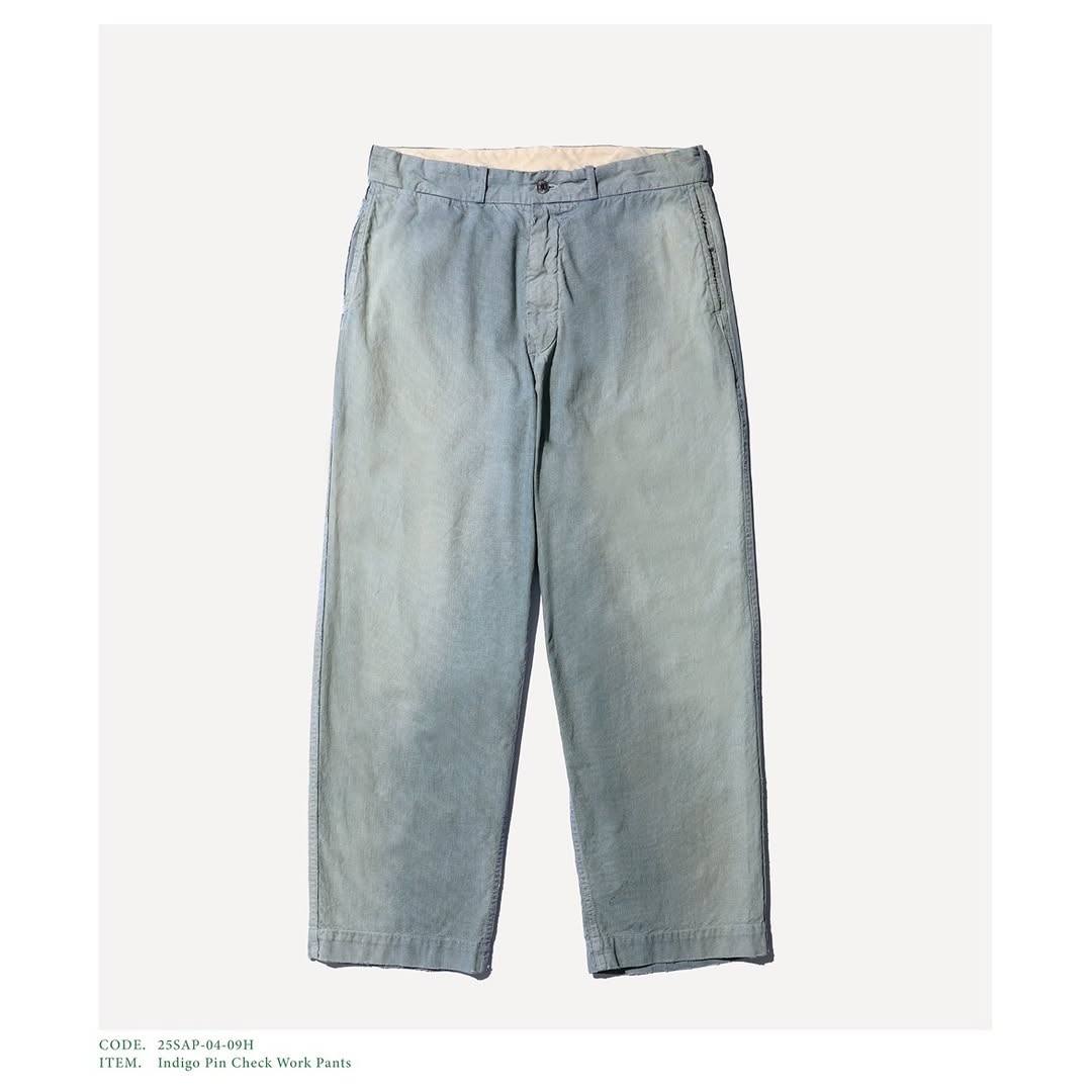 A.PRESSE 25SS Indigo Pin Check Work Pants