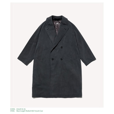 A.PRESSE 25AW Maxi Length Washed Silk Trench Coat