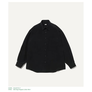 A.PRESSE 25AW Silk Pique Regular Collar Shirt