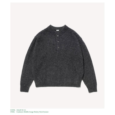 A.PRESSE 25AW Cashmere Middle Gauge Henley Neck Sweater