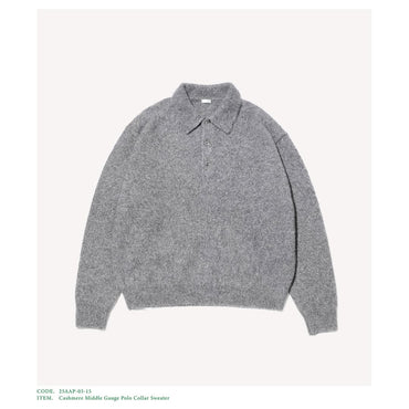 A.PRESSE 25AW Cashmere Middle Gauge Polo Collar Sweater