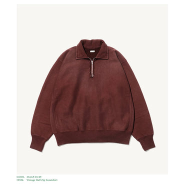 A.PRESSE 25AW Vintage Half Zip Sweatshirt