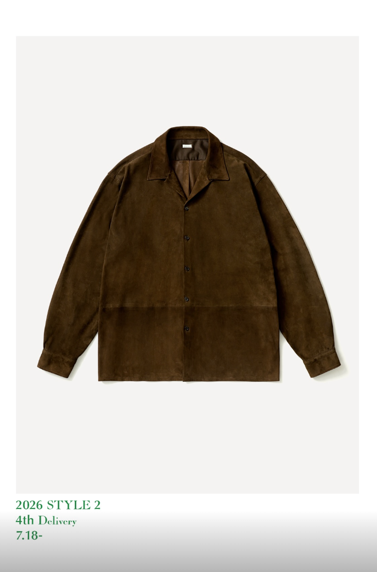 A PRESSE 26AW Suede Leather Loop Collar Shirts