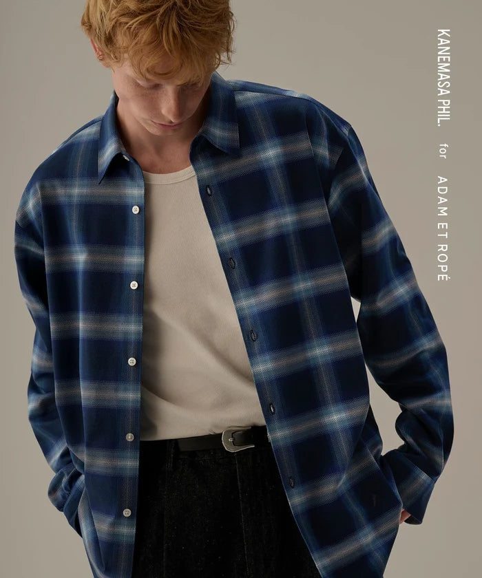 KANEMASA PHIL. for ADAM ET ROPE' / 28G Ombre Check Modest Shirt