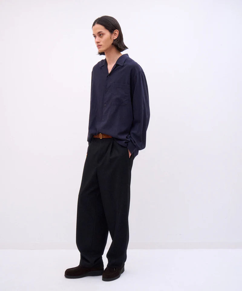 ATON 26AW WOOL RAYON WASHER | OPEN COLLAR SHIRT
