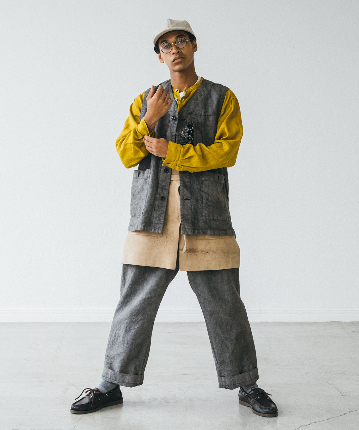 CONFECT / リネン和紙 ガーデナーベスト