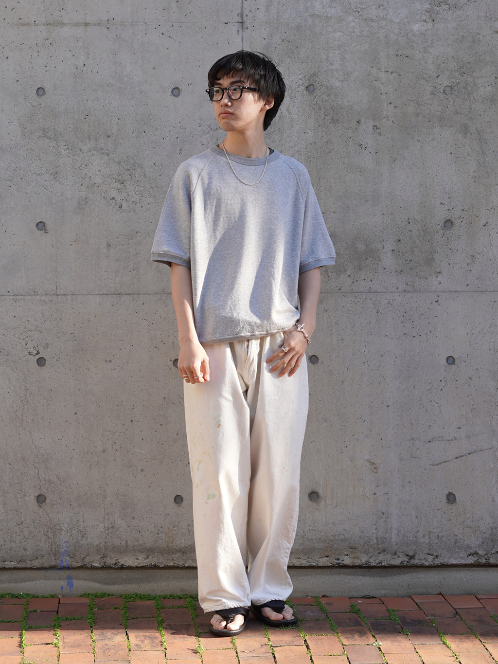 GOLD / RECYCLED WASTE SUVIN COTTON YARN 11.5oz DENIM 5POCKET WIDE PANTS VINTAGE WASHED(ZIPPER FLY)