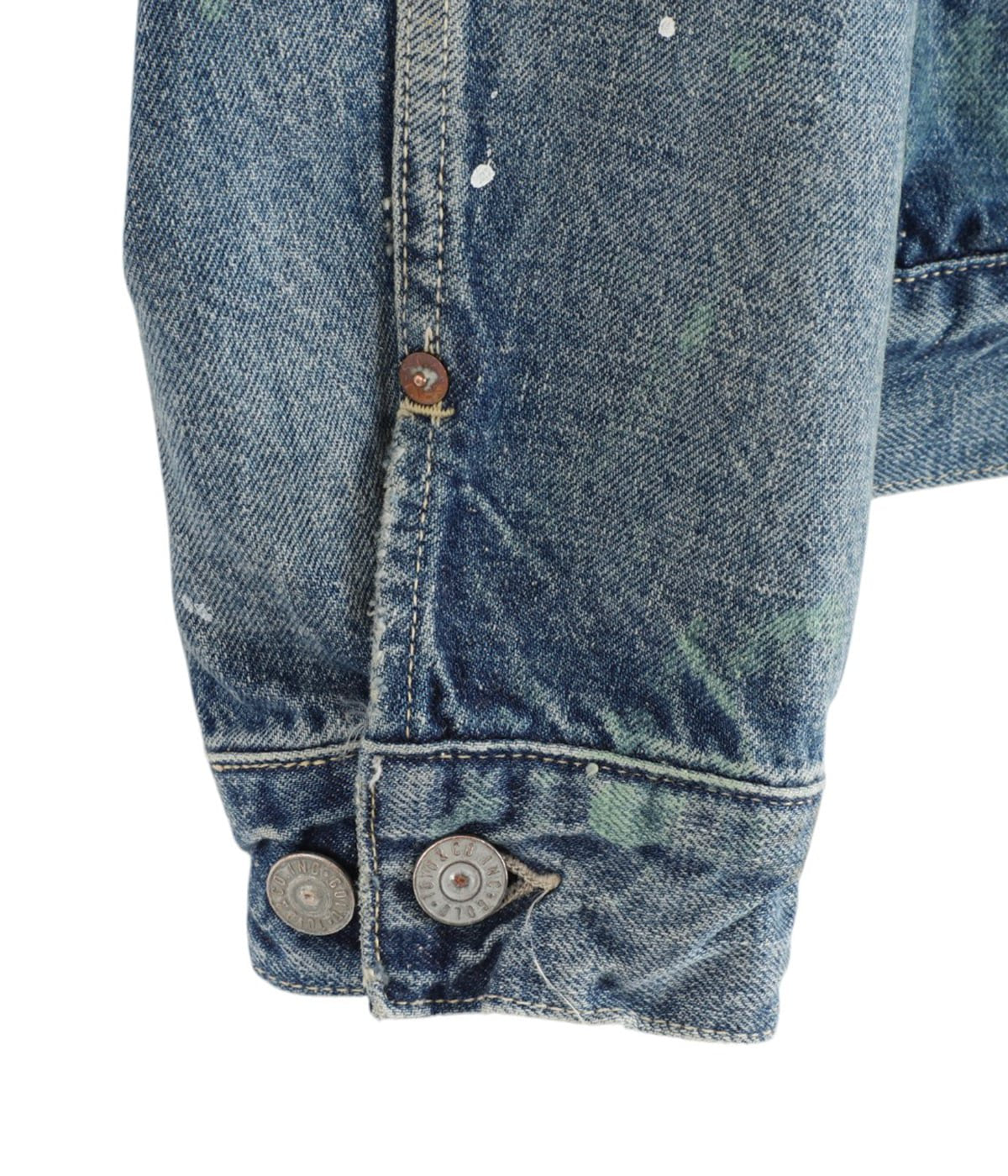 GOLD / RECYCLED WASTE SUVIN COTTON YARN 14oz DENIM JACKET VINTAGE WASHED