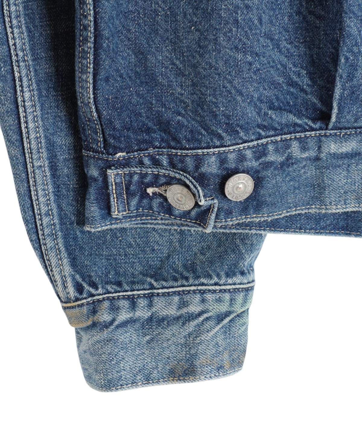 GOLD / RECYCLED WASTE SUVIN COTTON YARN 14oz DENIM JACKET VINTAGE WASHED