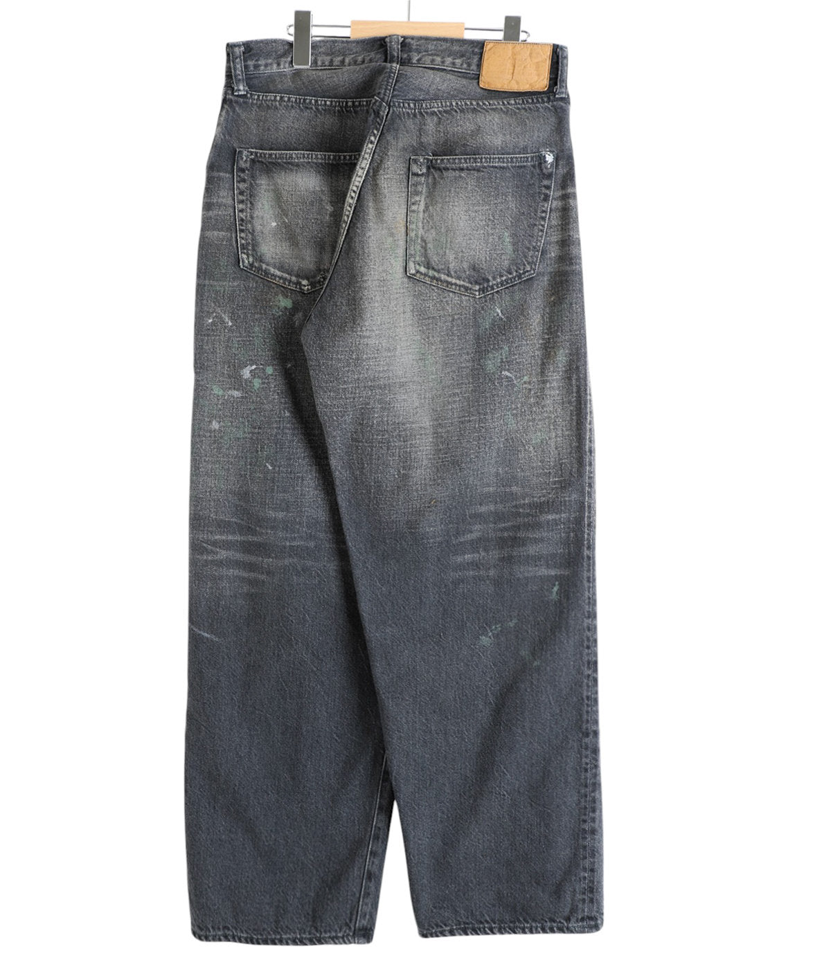 GOLD / RECYCLED WASTE SUVIN COTTON YARN 11.5oz DENIM 5POCKET WIDE PANTS VINTAGE WASHED(ZIPPER FLY)