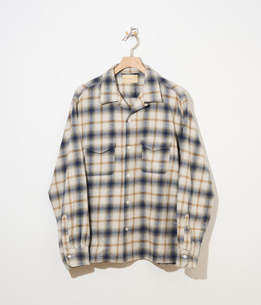 cantate 25AW Brush Nep Check Open Collar Shirts