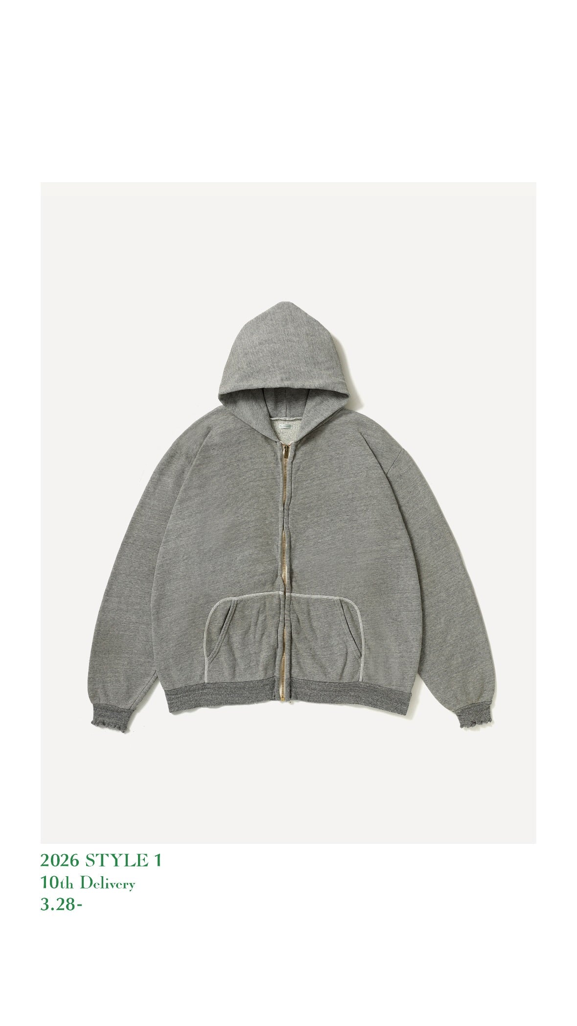 A.PRESSE 26SS Vintage Light Weight Zip Sweat Hoodie