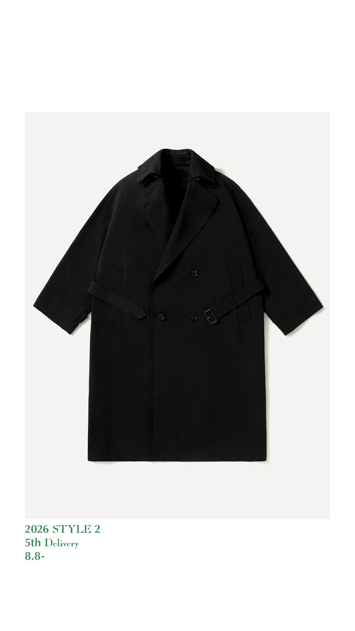 A.PRESSE 26AW Maxi Length Washed Silk Trench Double Cashmere Collar Coat