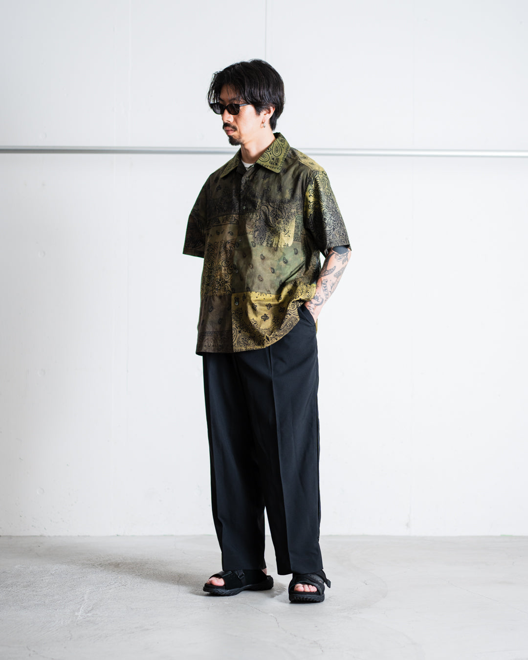 Children of the discordance / BANDANA PATCH WORK SS SHIRT -Sun Fade-