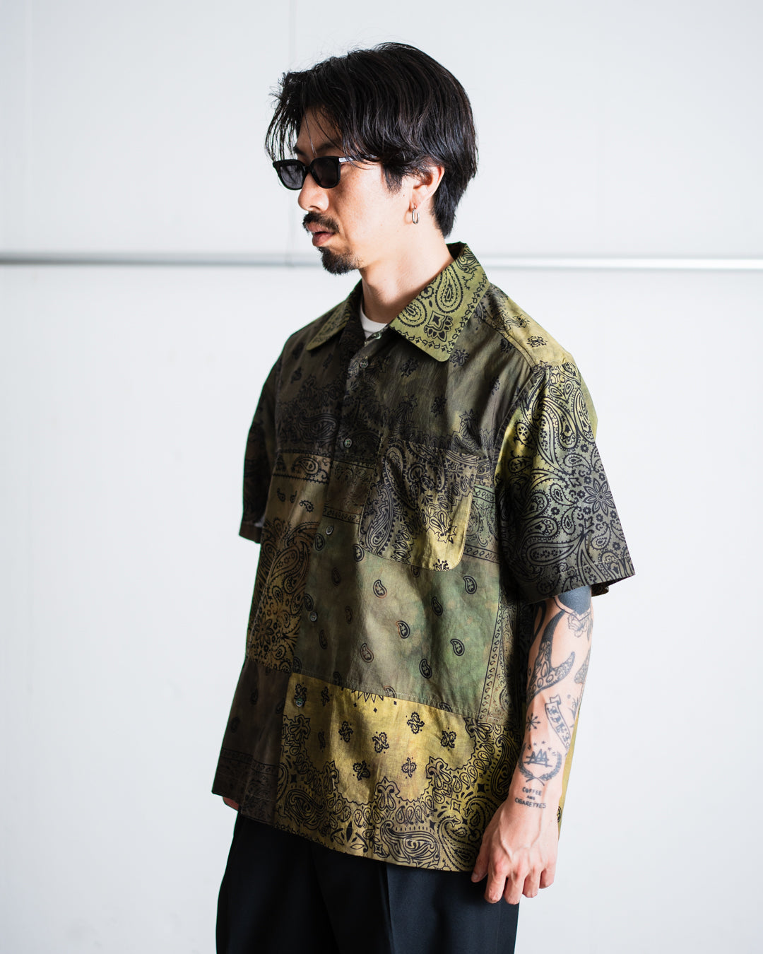 Children of the discordance / BANDANA PATCH WORK SS SHIRT -Sun Fade-