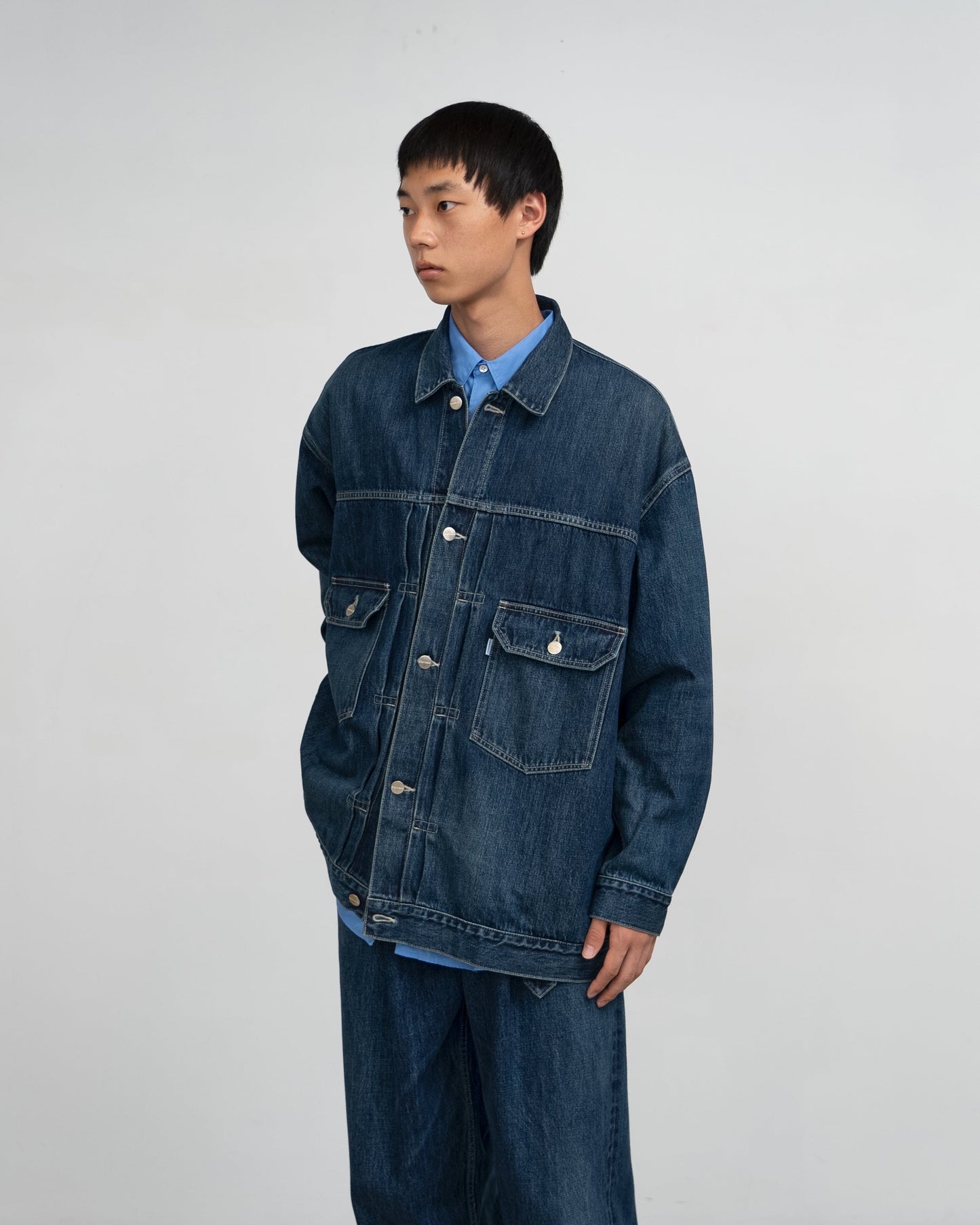 Graphpaper / Selvage Denim Jacket-DARK FADE-