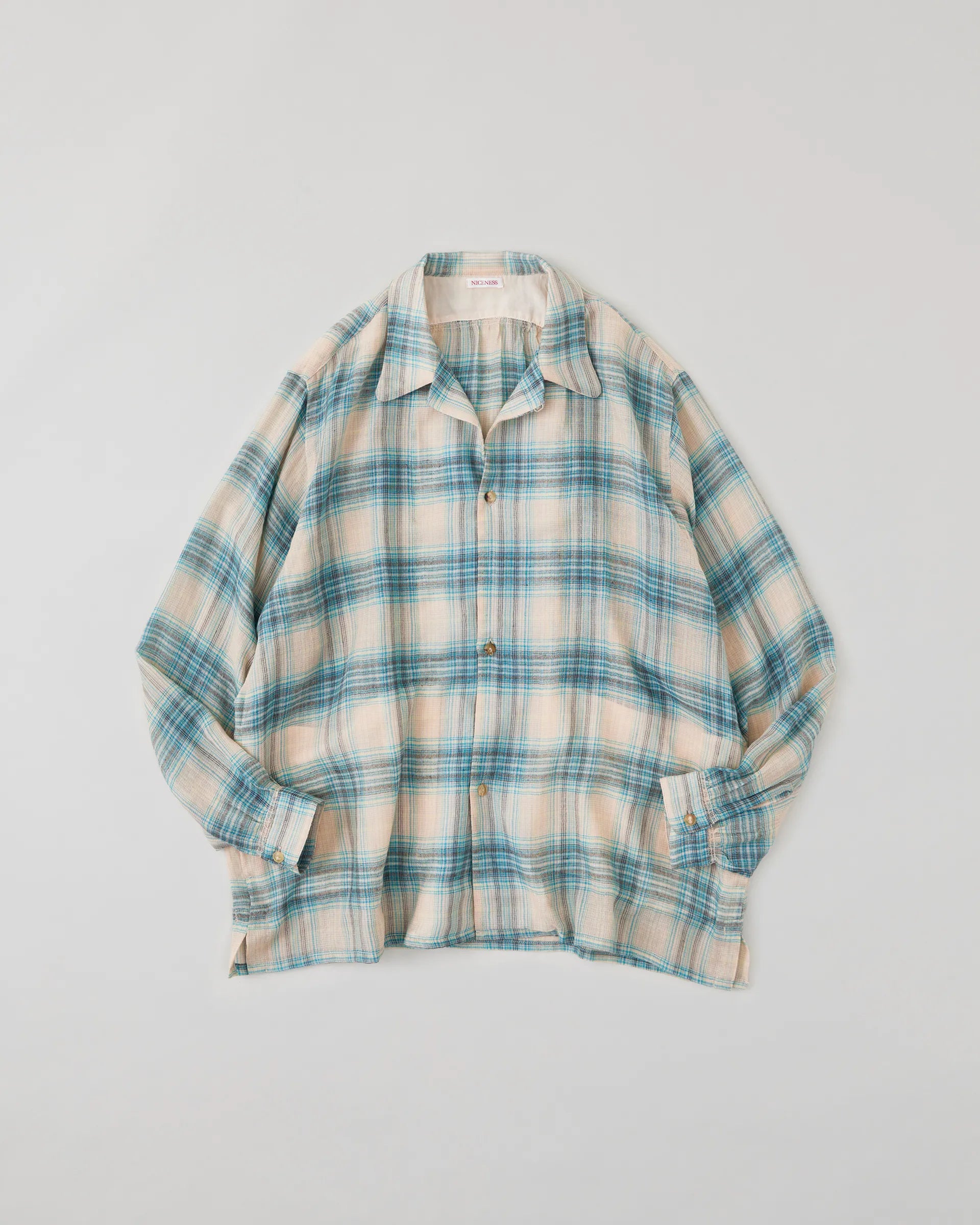 NICENESS 25AW THOM / Multicolor Ombre Open-Collar Shirt NICENESS 25AW THOM / Multicolor Ombre Open-Collar Shirt