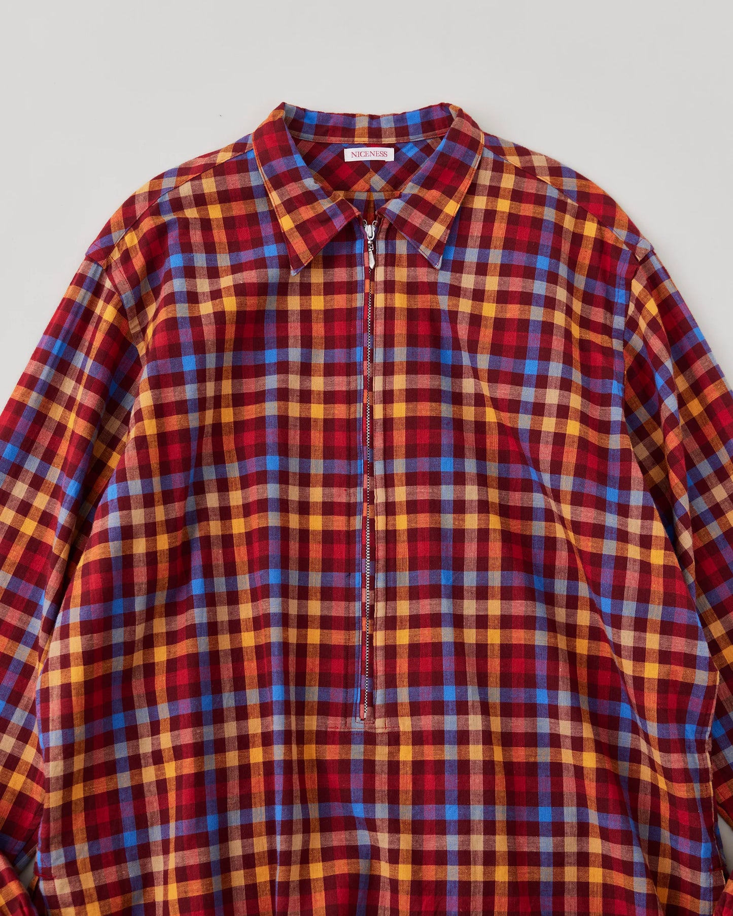 NICENESS 25AW LUCA / Deadstock Check Long Zip Pullover Shirt