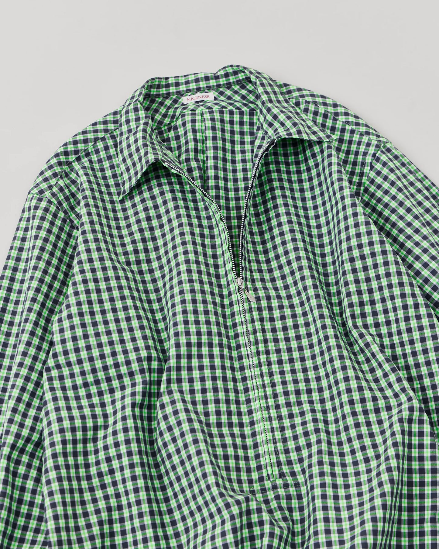 NICENESS 25AW G.LUCA / Deadstock Check Long Zip Pullover Shirt