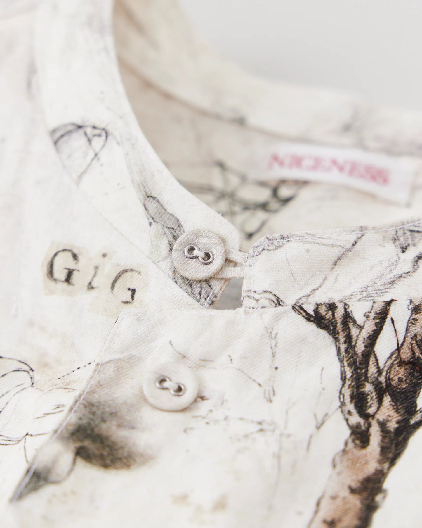 NICENESS 25AW V.CHAD / Printed Narrow Collar Shirt Jacket