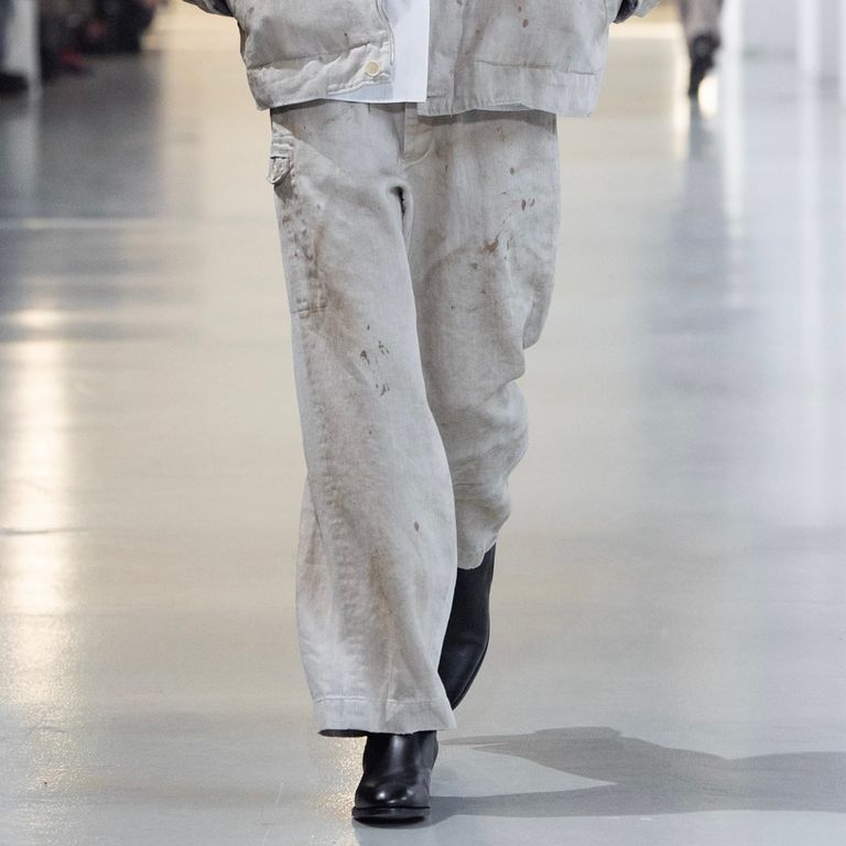 ssstein 25AW Heavy Linen Herringbone Wide Easy Trousers