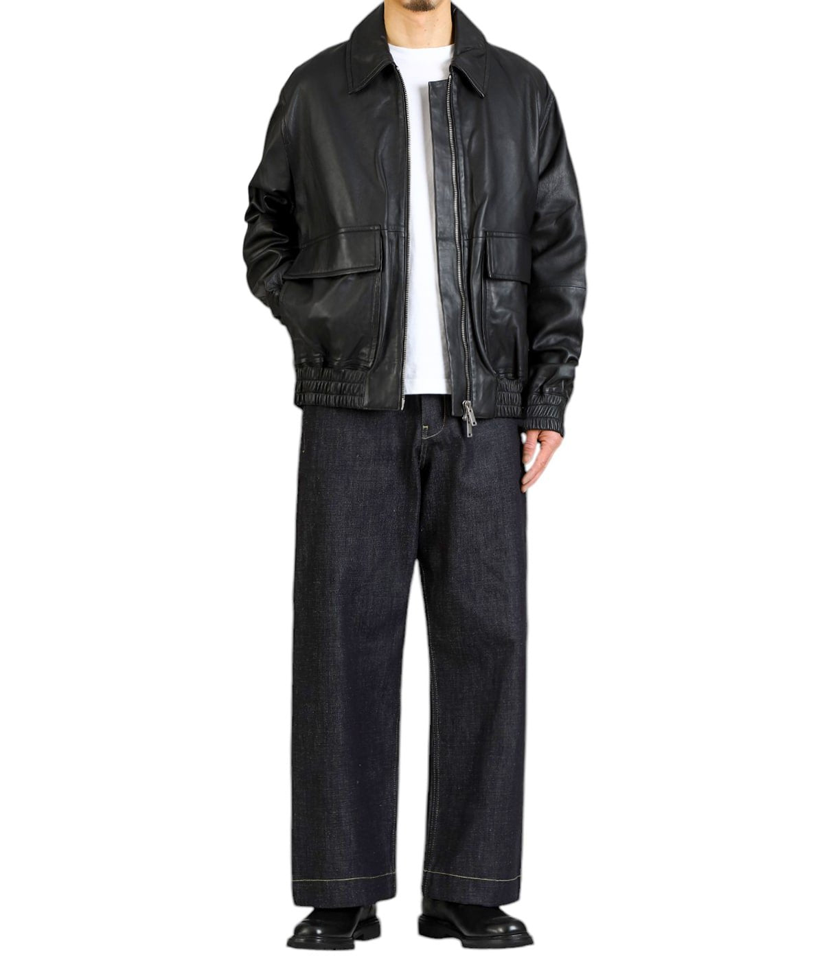 STUDIO NICHOLSON / LEATHER BOMBER JACKET - PISTON -
