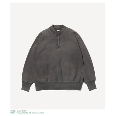 A.PRESSE 25AW Vintage Half Zip Rib Collar Sweatshirt