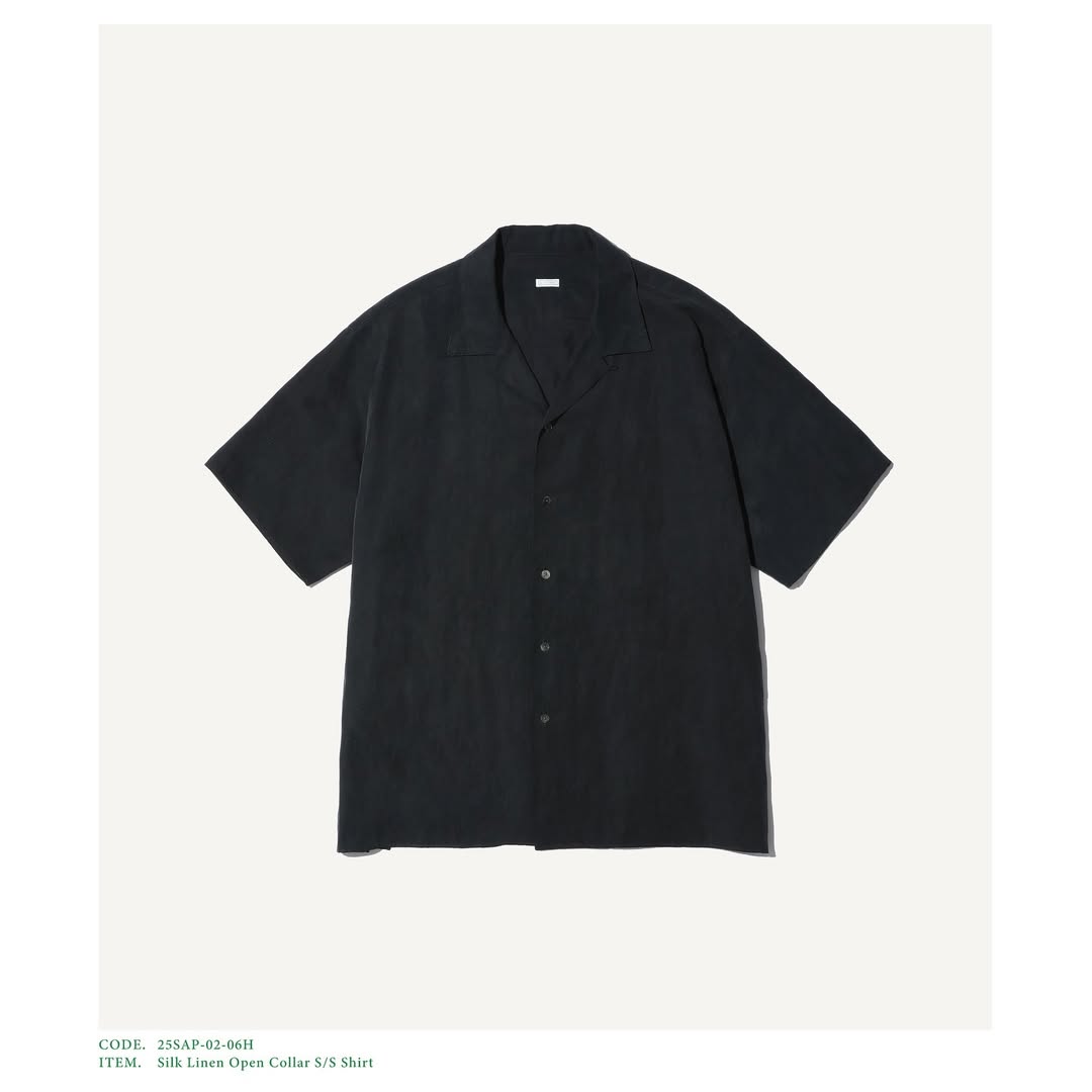 A.PRESSE 25SS Silk Linen Open Collar S/S Shirt