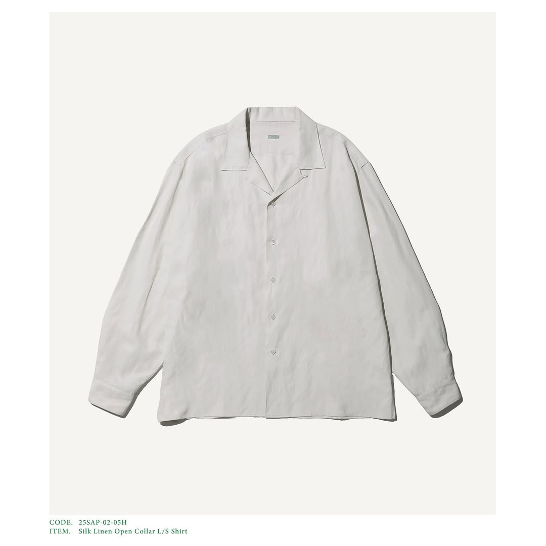 A.PRESSE 25SS Silk Linen Open Collar L/S Shirt