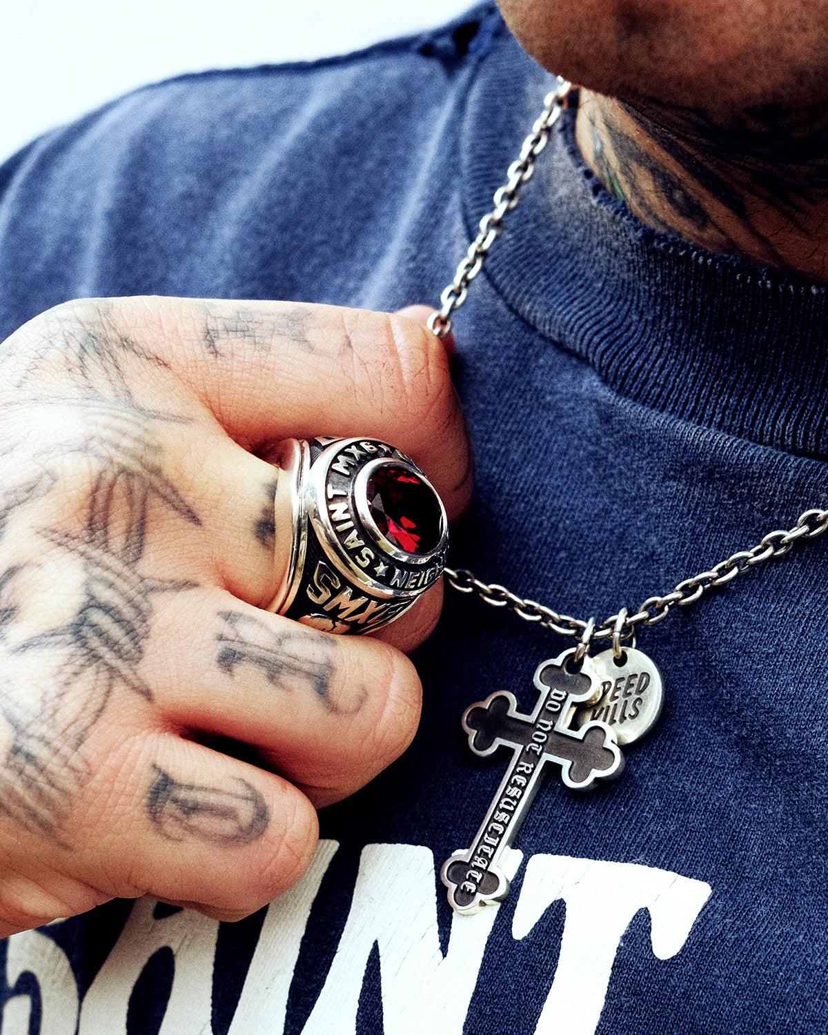 SAINT Mxxxxxx x NEIGHBORHOOD / STHD . SILVER RING