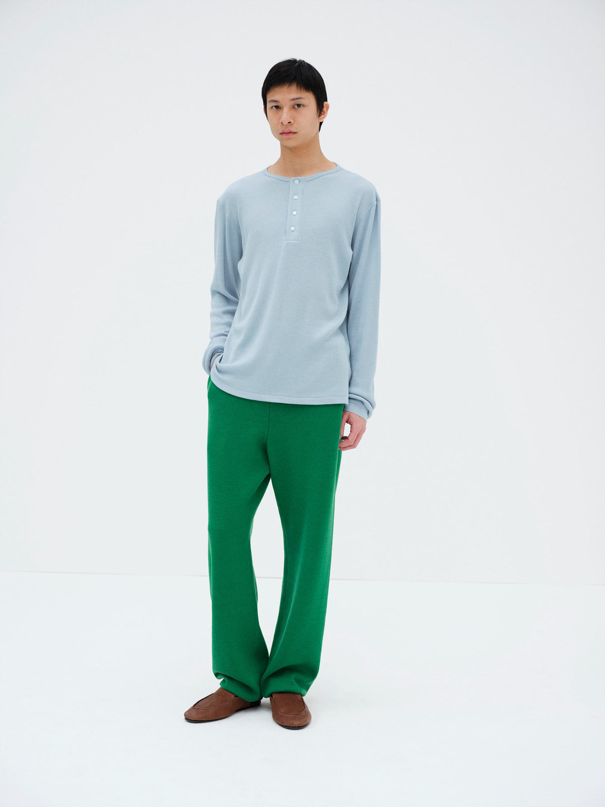 AURALEE 26AW WOOL SILK SOFT RIB HENLEY