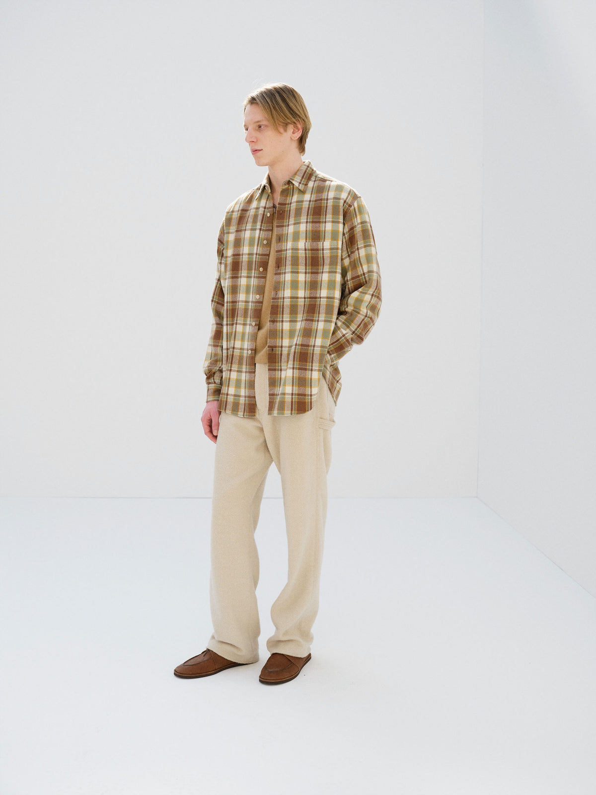 AURALEE 26AW CASHMERE SILK CHECKED FLANNEL BIG SHIRT