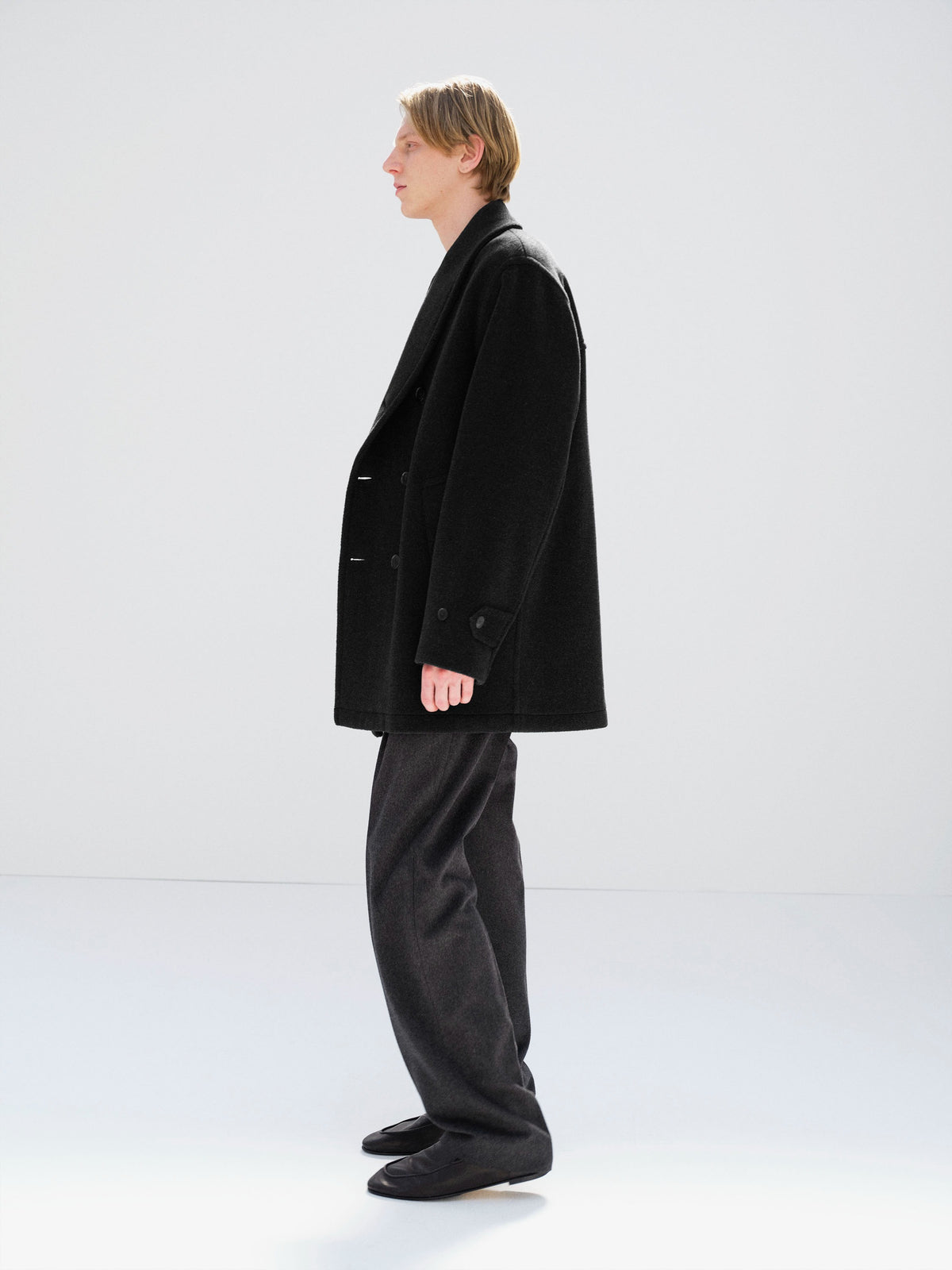 AURALEE 26AW WOOL HERRINGBONE SHAWL COLLAR COAT