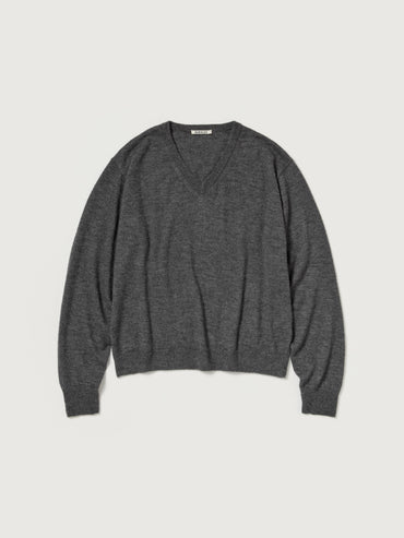 AURALEE 26AW HIGH GAUGE SOFT CASHMERE KNIT V-NECK P/O