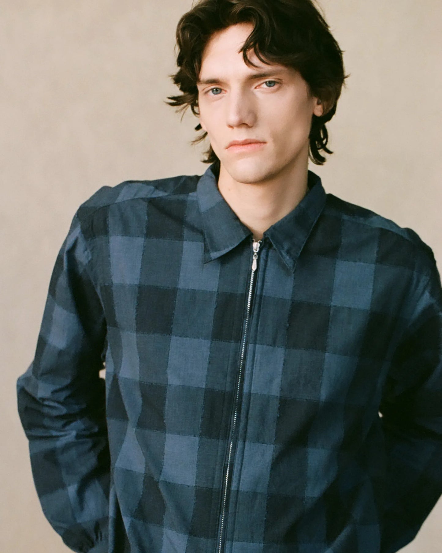 NICENESS 25AW LUCA / Deadstock Check Long Zip Pullover Shirt