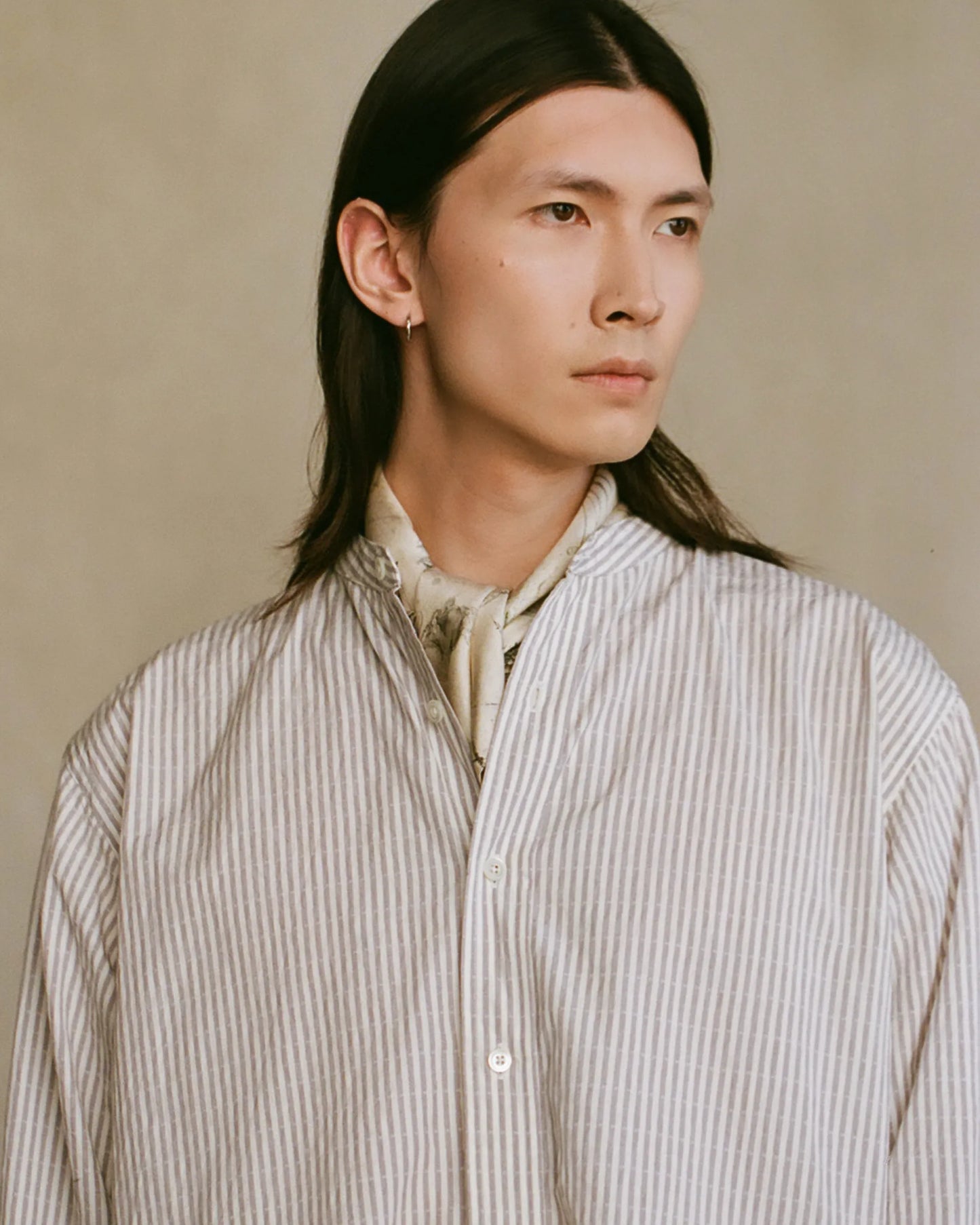 NICENESS 25AW MARC / Dobby Stripe Band Collar Dress Shirt