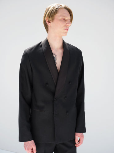 AURALEE 26AW HIGH-DENSITY WOOL WORSTED SHAWL COLLAR JACKET