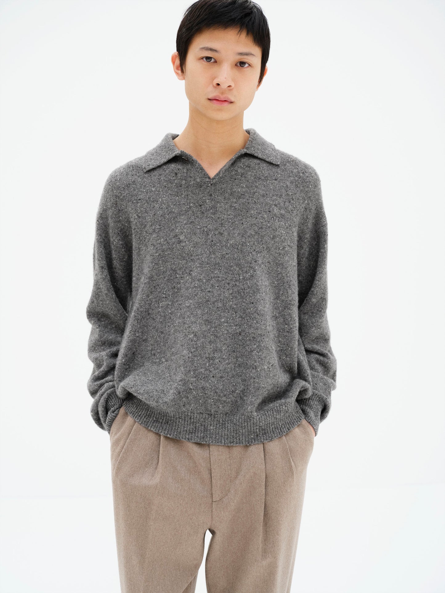 AURALEE 26AW CASHMERE NEP KNIT POLO