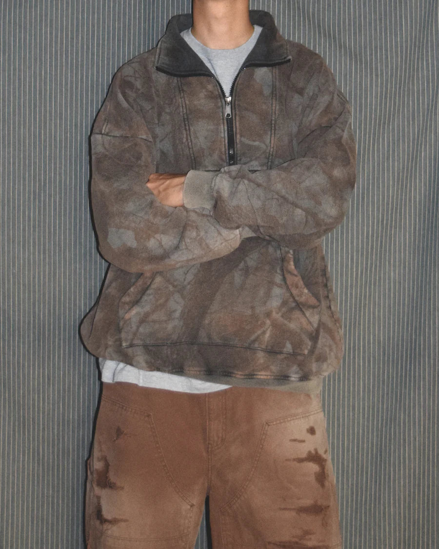 ANACHRONORM / AN375-B SULFUR DYED REALTREE HALF ZIP SWEAT