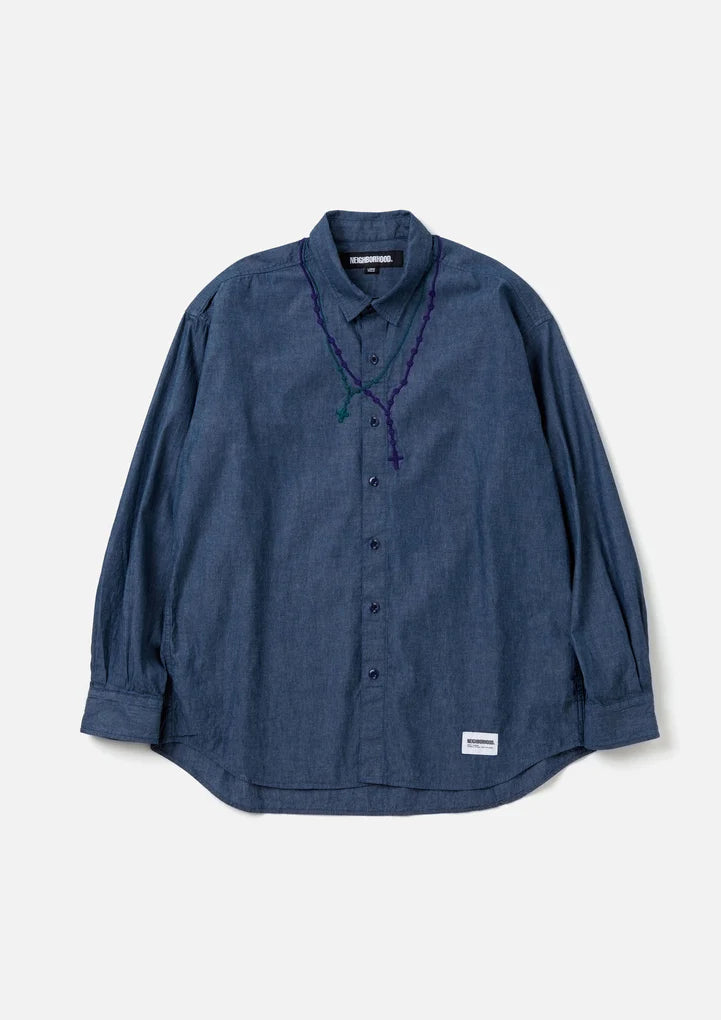 NEIGHBORHOOD 24SS DOUBLE CROSS EMBROIDERY SHIRT LS