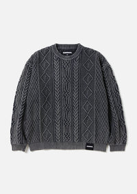 NEIGHBORHOOD 24AW WASHED CREWNECK CABLE SWEATER