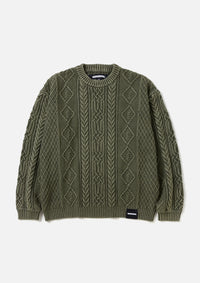 NEIGHBORHOOD 24AW WASHED CREWNECK CABLE SWEATER