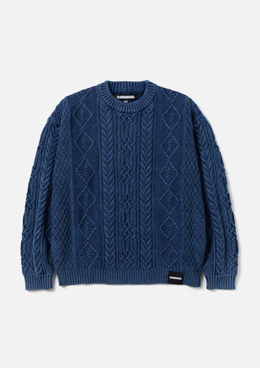 NEIGHBORHOOD 24AW WASHED CREWNECK CABLE SWEATER