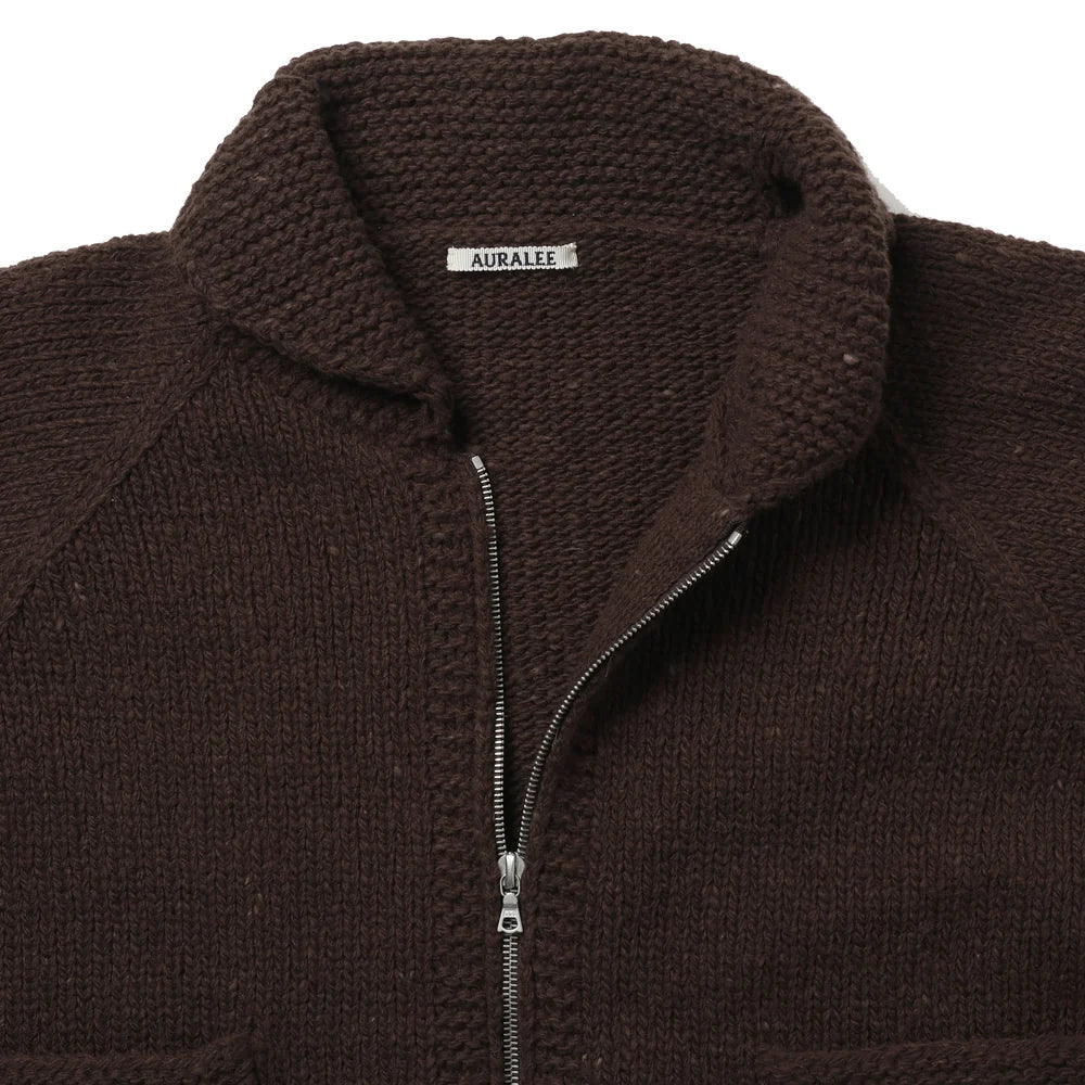 AURALEE 26AW WOOL LOW-GAUGE KNIT ZIP COWICHAN