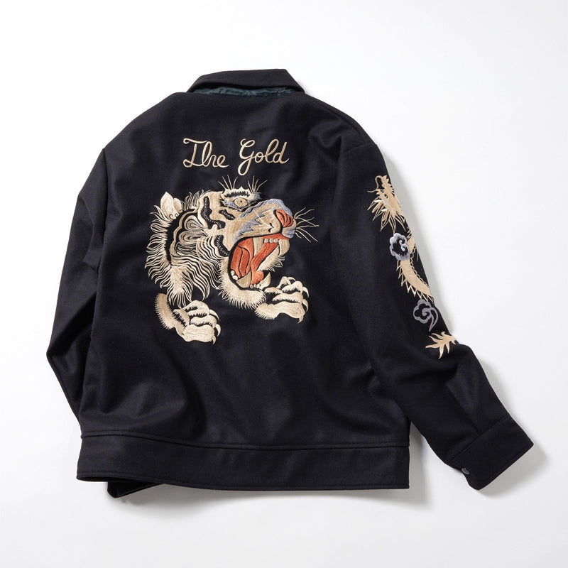 GOLD / WOOL MELTON SOUVENIR JACKET “TIGER HEAD“