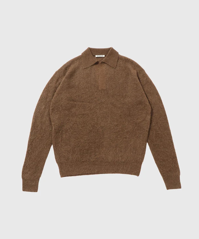 AURALEE 25AW BABY SURI ALPACA SHEER KNIT SKIPPER POLO