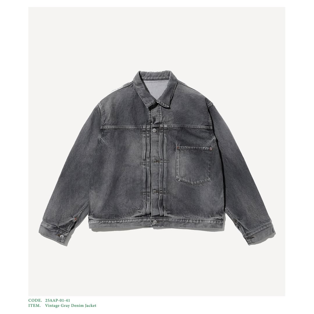 A.PRESSE 25AW Vintage Gray Denim Jacket