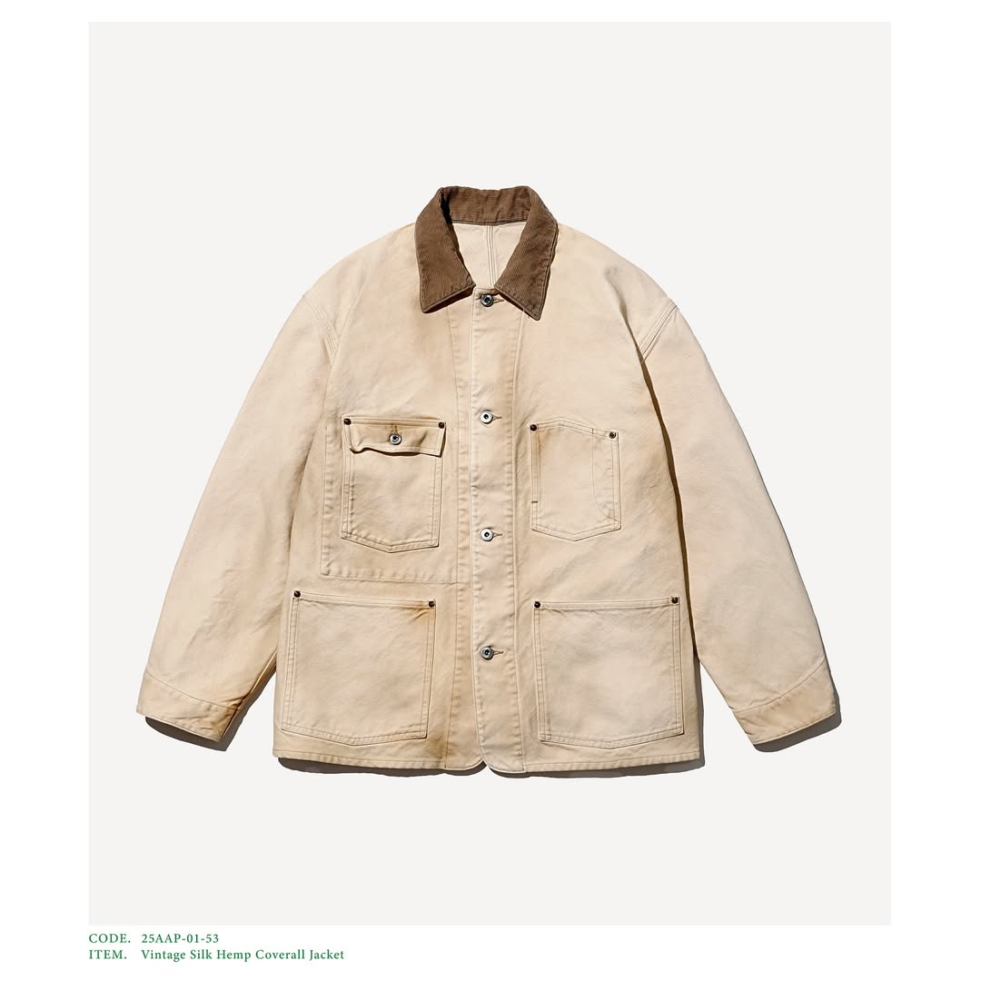 A.PRESSE 25AW Vintage Silk Hemp Coverall Jacket