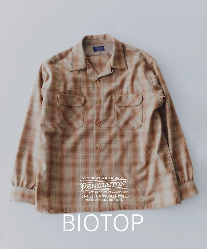 PENDLETON for BIOTOP / OPEN COLLAR SHIRT